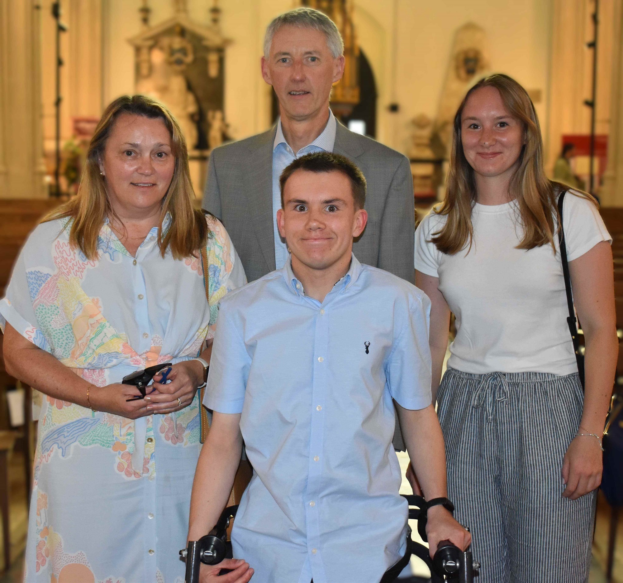 1Hamish Crawford from One Sixth Form College who showed remarkable growth and unwavering determination to win a charachter strength award   here he is pictured with his family   the Crawford's