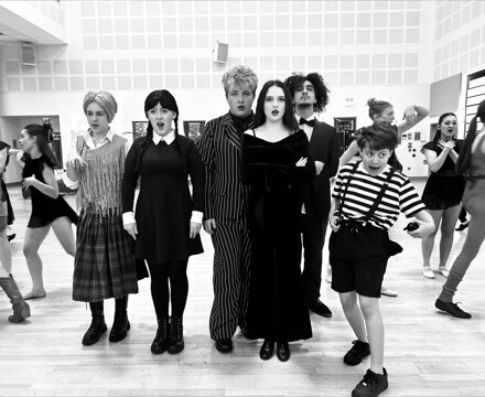 1   The cast of The Addams Family get ready for a four night run of their show at One Sixth Form College